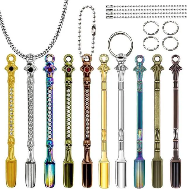 Main image of 10 Pack Mini Metal Shovel Spoons Tiny Spice Spoon Keychain Charms