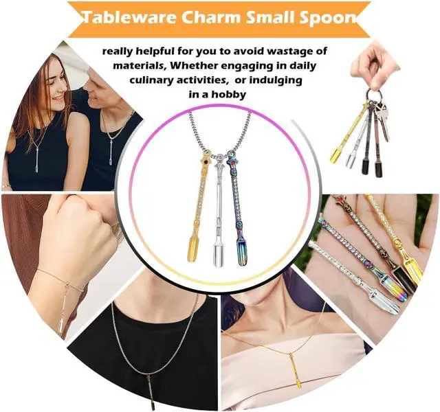 Alt view image 7 of 7 - 10 Pack Mini Metal Shovel Spoons Tiny Spice Spoon Keychain Charms