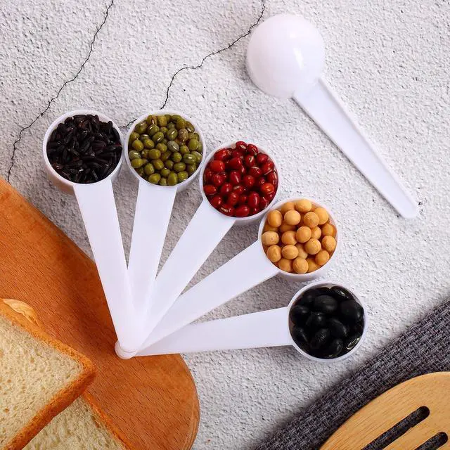 Alt view image 3 of 6 - Patelai 30 Pack 15ml/15cc Plastic Tablespoon White Measuring Spoons Long Handle Tablespoon for Coffee, Pet Food, Grains, Protein, Spices and Other Dry Goods