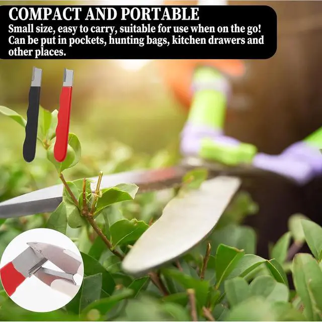 Alt view image 2 of 7 - 2Pcs Garden Tool Blade Sharpener, Pocket Blade Sharpener for Garden Tools Multipurpose Usage Knife Sharpeners for Pruning Shears, Hedge Scissors, Clippers, Pocket Knives, and More (2, Red+Black)