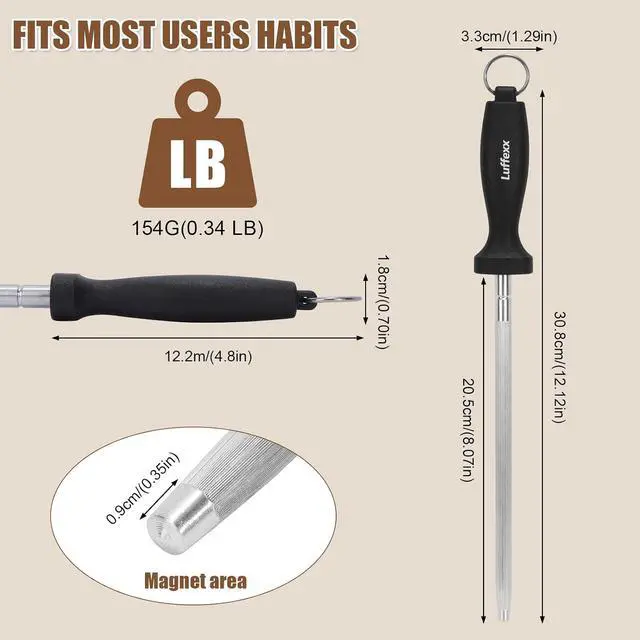 Alt view image 7 of 7 - Professional 12-Inch Knife Sharpening Rod