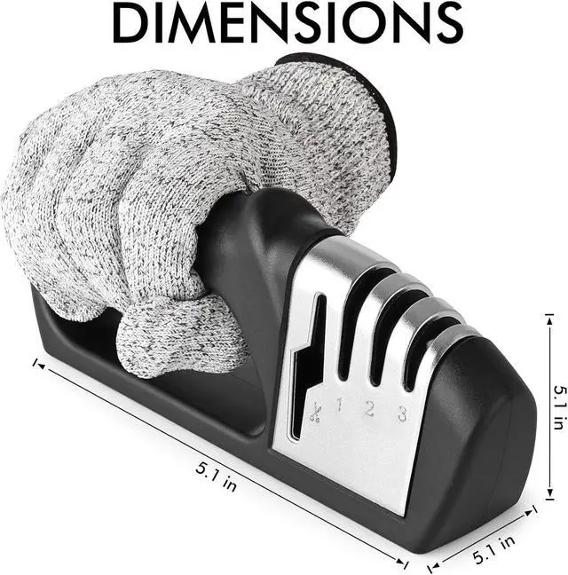 Alt view image 2 of 6 - HOTEC 4in1 Knife Sharpener, 3 Stage Manual Sharpener for Sharpening Kitchen Knives 1 Stage for Scissors- Ceramic Stone, Tungsten Carbide Plates, Diamond rods