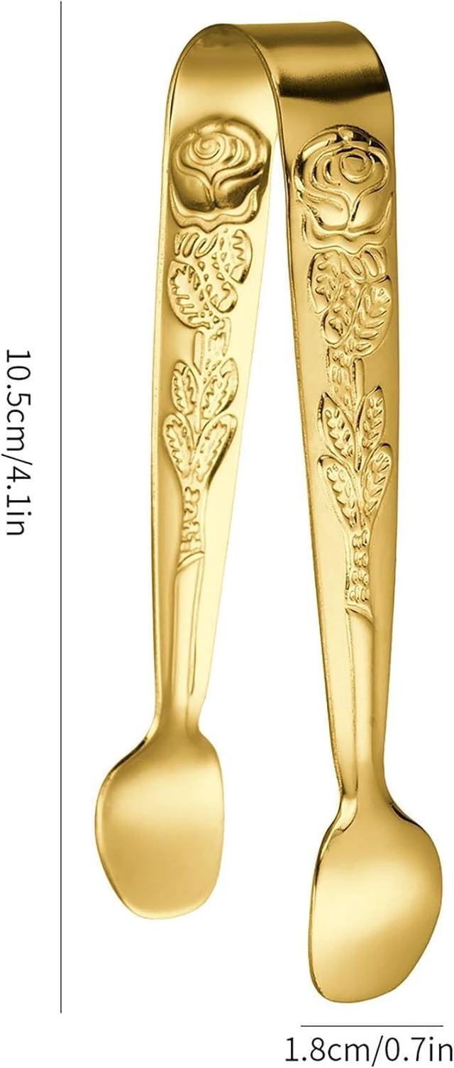 Alt view image 2 of 4 - 2 Pcs Ice Tongs, 4.1 Inch Gold Figure Stainless Steel Sugar Cube Tongs for Bar, Desserts, Tea, Coffee Party and Appetizers (2, gold)