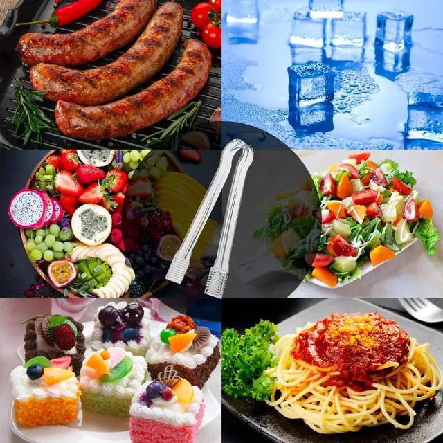 Alt view image 7 of 7 - 12 Combo Pack, 6 Pieces Plastic Serving Tongs Mini Kitchen Tongs Kitchen Tongs Utility and 6 Pieces Plastic Kitchen Scoops Clear Ice Scoop Mini Clear Buffet Scoop for Candy Dessert Buffet Ice