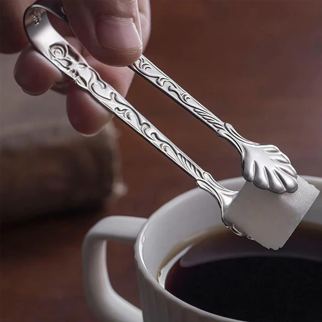 Alt view image 5 of 7 - 2pcs Stainless Steel Rose Design U-shaped Tongs, Mini Sugar Cube Ice Tongs for Tea Party Coffee Bar (Silver)