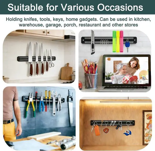 Alt view image 7 of 7 - Magnetic Knife Strips,Magnetic Knife/Tool Holder for Wall/Refrigerator