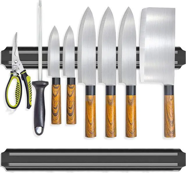 Main image of Magnetic Knife Holder (15 Inch - Set Of 2) Magnetic Knife Strips For Wall -Strong Powerful Knife Rack Storage Display Organizer-Securely Hang Knives On a Multipurpose Kitchen Bar