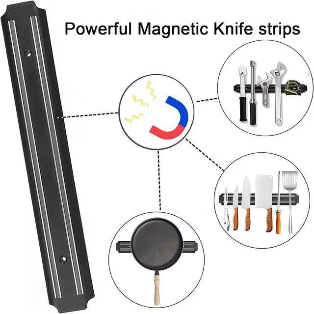 Alt view image 3 of 7 - Magnetic Knife Holder (15 Inch - Set Of 2) Magnetic Knife Strips For Wall -Strong Powerful Knife Rack Storage Display Organizer-Securely Hang Knives On a Multipurpose Kitchen Bar