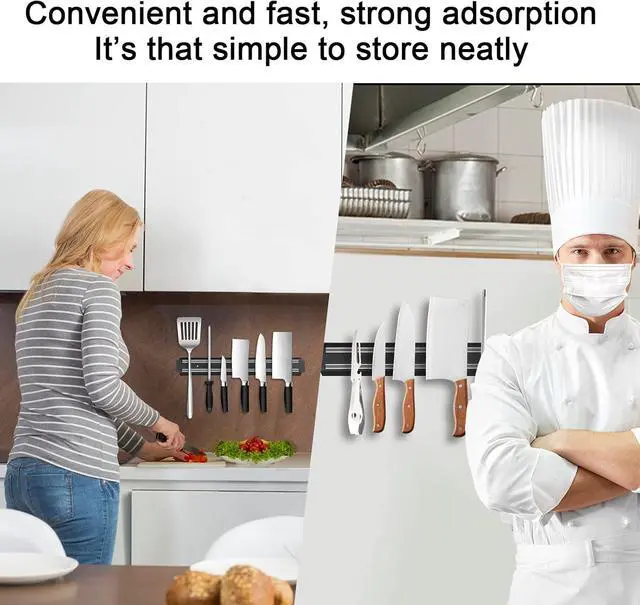 Alt view image 5 of 7 - Magnetic Knife Holder (15 Inch - Set Of 2) Magnetic Knife Strips For Wall -Strong Powerful Knife Rack Storage Display Organizer-Securely Hang Knives On a Multipurpose Kitchen Bar