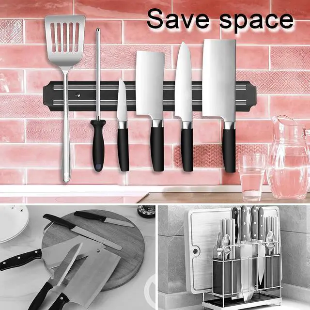 Alt view image 6 of 7 - Magnetic Knife Holder (15 Inch - Set Of 2) Magnetic Knife Strips For Wall -Strong Powerful Knife Rack Storage Display Organizer-Securely Hang Knives On a Multipurpose Kitchen Bar