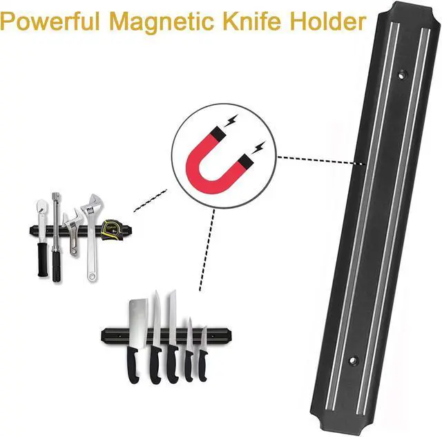 Alt view image 3 of 6 - Magnetic Knife Strips(15 Inch X Set Of 2) Magnetic Knife Storage Strip, Knife Holder, Knife Rack, Knife Strip, Kitchen Utensil Holder, Tool Holder, Multipurpose Magnetic Knife Rack