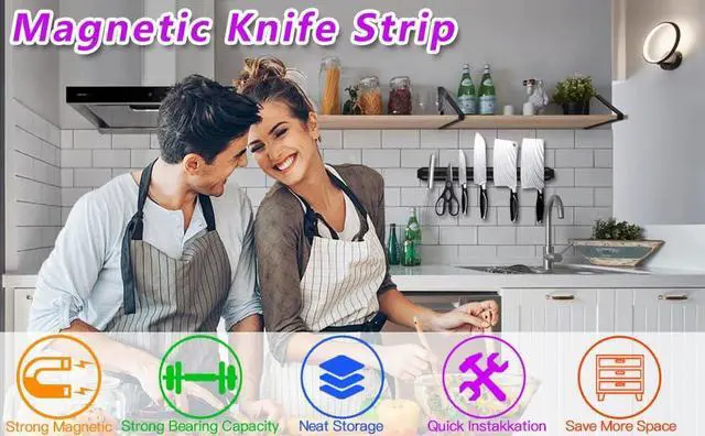 Alt view image 4 of 6 - Magnetic Knife Strips(15 Inch X Set Of 2) Magnetic Knife Storage Strip, Knife Holder, Knife Rack, Knife Strip, Kitchen Utensil Holder, Tool Holder, Multipurpose Magnetic Knife Rack