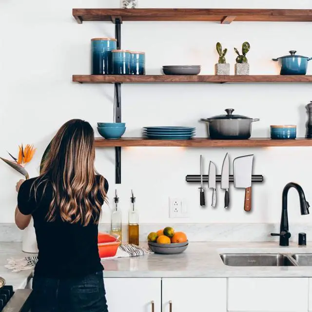 Alt view image 6 of 6 - Magnetic Knife Strips(15 Inch X Set Of 2) Magnetic Knife Storage Strip, Knife Holder, Knife Rack, Knife Strip, Kitchen Utensil Holder, Tool Holder, Multipurpose Magnetic Knife Rack