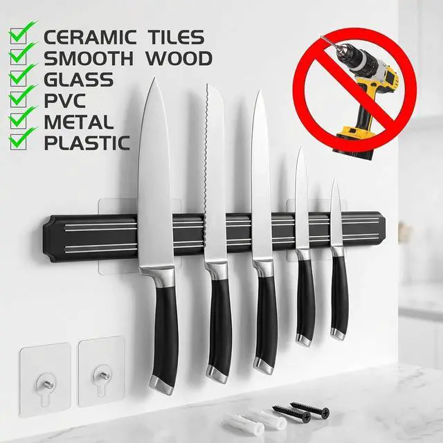 Alt view image 3 of 7 - Magnetic Knife Holder,15 Inch Magnetic Knife Storage Strip,Knife Bar Block Magnet,Kitchen Utensil Holder,Tool Holder,Multipurpose Magnetic Knife Rack