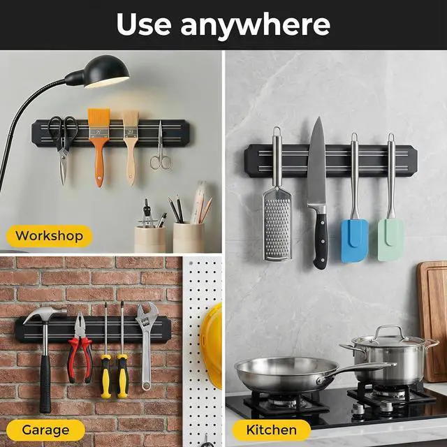 Alt view image 4 of 7 - Magnetic Knife Holder,15 Inch Magnetic Knife Storage Strip,Knife Bar Block Magnet,Kitchen Utensil Holder,Tool Holder,Multipurpose Magnetic Knife Rack