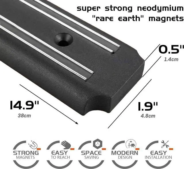 Alt view image 6 of 7 - Magnetic Knife Holder,15 Inch Magnetic Knife Storage Strip,Knife Bar Block Magnet,Kitchen Utensil Holder,Tool Holder,Multipurpose Magnetic Knife Rack