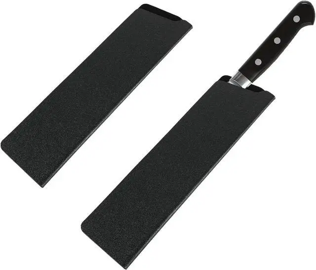 Main image of 2 Pcs Knife Covers or Sleeves 8" x 2.2" Knife Edge Guard Universal Waterproof Kitchen Knife Sheath, Chef Knife Sheath, Plastic Knife Cover for Kitchen Knives, Black