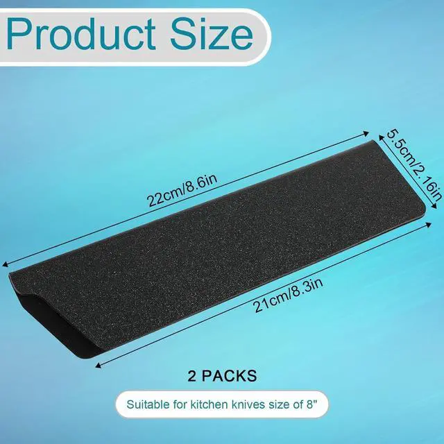 Alt view image 2 of 6 - 2 Pcs Knife Covers or Sleeves 8" x 2.2" Knife Edge Guard Universal Waterproof Kitchen Knife Sheath, Chef Knife Sheath, Plastic Knife Cover for Kitchen Knives, Black