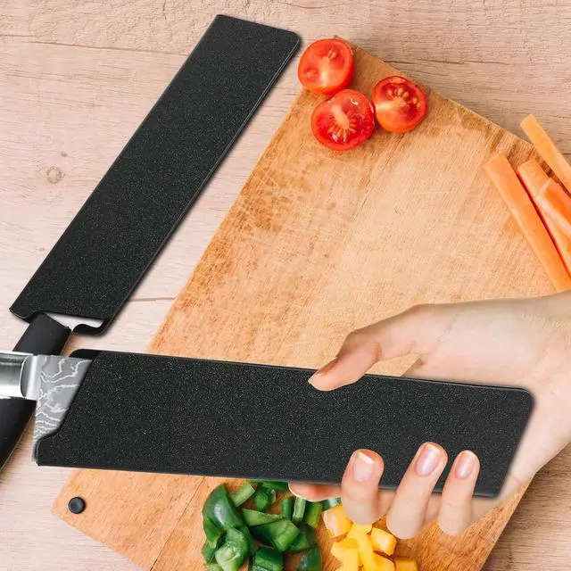 Alt view image 6 of 6 - 2 Pcs Knife Covers or Sleeves 8" x 2.2" Knife Edge Guard Universal Waterproof Kitchen Knife Sheath, Chef Knife Sheath, Plastic Knife Cover for Kitchen Knives, Black