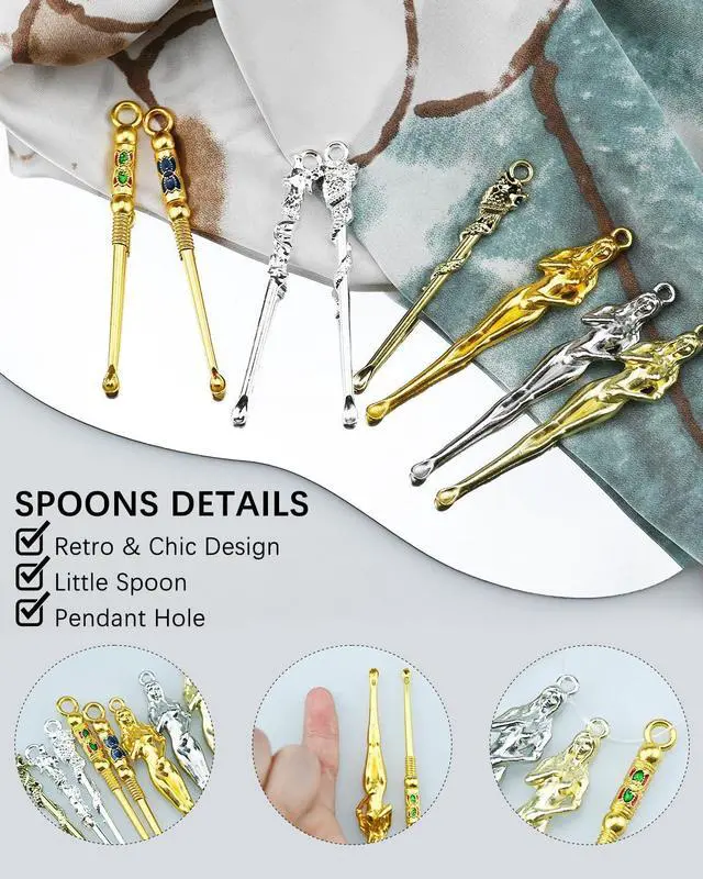 Alt view image 6 of 7 - 8 PCS Tiny Shovel Spoons, Metal Little Spoops, Portable Measuring Scoop