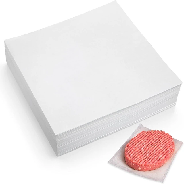 Main image of 300Pcs Burger Patty Paper, AIMEIKI 7x7 Inch Precut Parchment Paper Squares for Burger Press, Unbleached Smash Burger Paper Sheets for Baking, Freezing, Wrapping Candies, Oven & Microwave Safe