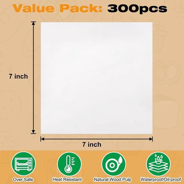 Alt view image 2 of 7 - 300Pcs Burger Patty Paper, AIMEIKI 7x7 Inch Precut Parchment Paper Squares for Burger Press, Unbleached Smash Burger Paper Sheets for Baking, Freezing, Wrapping Candies, Oven & Microwave Safe