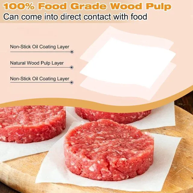 Alt view image 3 of 7 - 300Pcs Burger Patty Paper, AIMEIKI 7x7 Inch Precut Parchment Paper Squares for Burger Press, Unbleached Smash Burger Paper Sheets for Baking, Freezing, Wrapping Candies, Oven & Microwave Safe