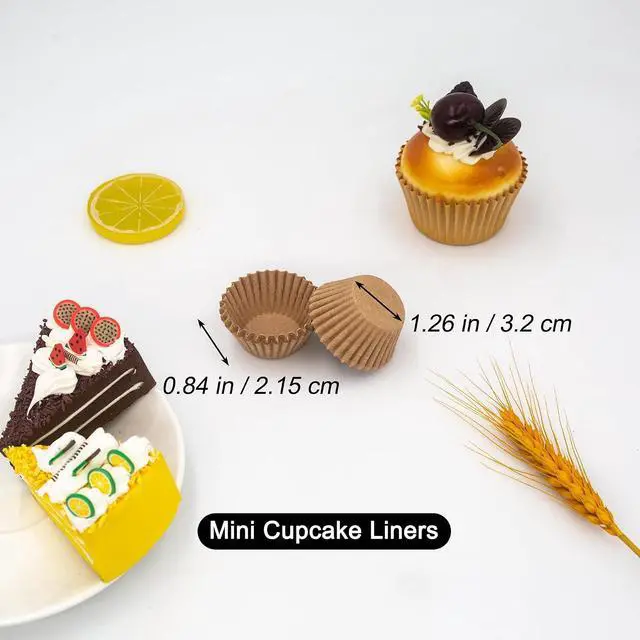 Alt view image 2 of 6 - Mini Cupcake Liners, Premium Greaseproof Paper Baking Cups, 320-Count, Nature