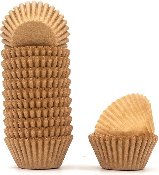 Main image of Mini Cupcake Liners, Premium Greaseproof Paper Baking Cups, 320-Count, Nature