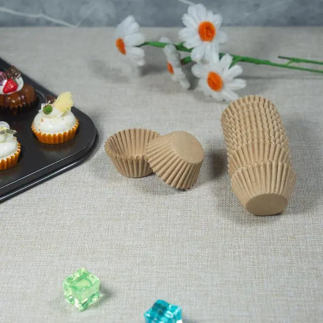 Alt view image 4 of 6 - Mini Cupcake Liners, Premium Greaseproof Paper Baking Cups, 320-Count, Nature