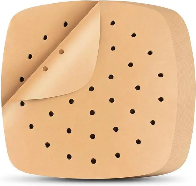Main image of Air Fryer Liners, 200Pcs Square, 8.5 Inch Perforated Parchment Paper Sheets for Baking, HOFHTD Parchment Paper for Air Fryer and Bamboo Steaming Basket (Unbleached)