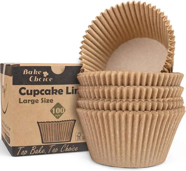 Main image of Bake Choice 100pcs Jumbo Cupcake Liners for Baking, Natural Muffin Liners