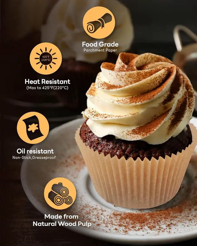Alt view image 4 of 7 - Bake Choice 100pcs Jumbo Cupcake Liners for Baking, Natural Muffin Liners