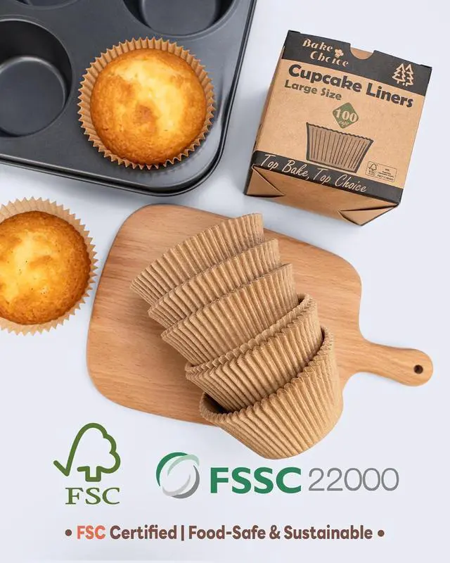 Alt view image 3 of 7 - Bake Choice 100pcs Jumbo Cupcake Liners for Baking, Natural Muffin Liners