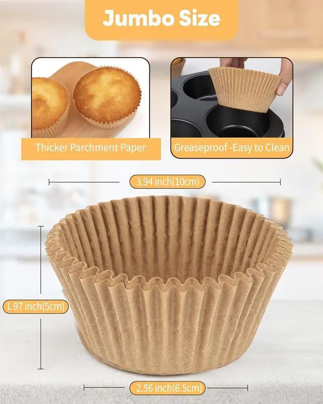 Alt view image 6 of 7 - Bake Choice 100pcs Jumbo Cupcake Liners for Baking, Natural Muffin Liners