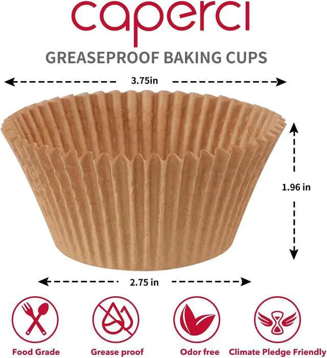 Alt view image 2 of 7 - Caperci 300pcs Jumbo Muffin Cupcake Liners Natural Paper Large Baking Cups