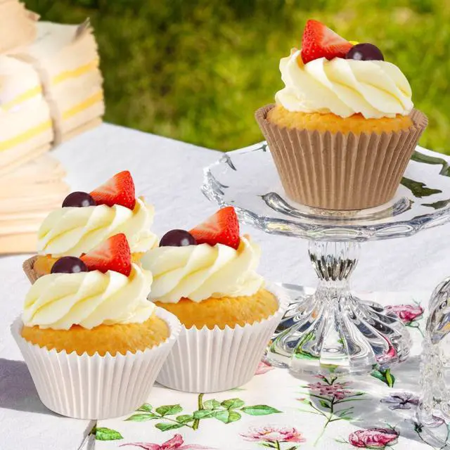 Alt view image 5 of 7 - Caperci 300pcs Jumbo Muffin Cupcake Liners Natural Paper Large Baking Cups
