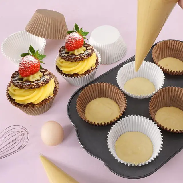 Alt view image 4 of 7 - Caperci 300pcs Jumbo Muffin Cupcake Liners Natural Paper Large Baking Cups