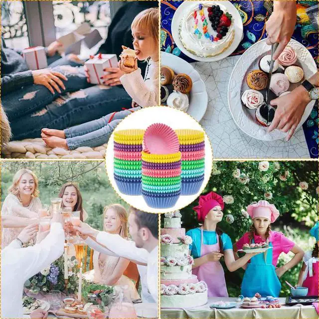 Alt view image 5 of 7 - Selizo 600 Pcs Cupcake Liners Cupcake Wrappers Cupcake Paper Baking Cups for Cake Balls, Muffins, Cupcakes and Candies, Assorted Bright Colors