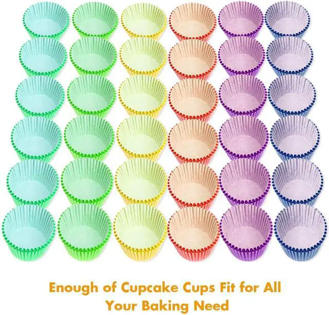 Alt view image 3 of 7 - Selizo 600 Pcs Cupcake Liners Cupcake Wrappers Cupcake Paper Baking Cups for Cake Balls, Muffins, Cupcakes and Candies, Assorted Bright Colors