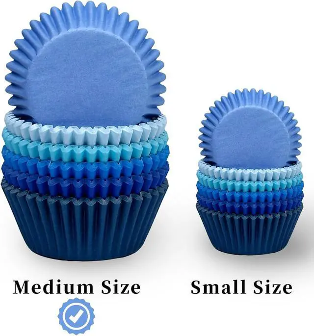 Alt view image 4 of 7 - QiQee 300 Counts Cupcake Liners - Food Grade 6 Solid Blue Colors Cupcake Papers Muffin Baking Cups (Standard Size)