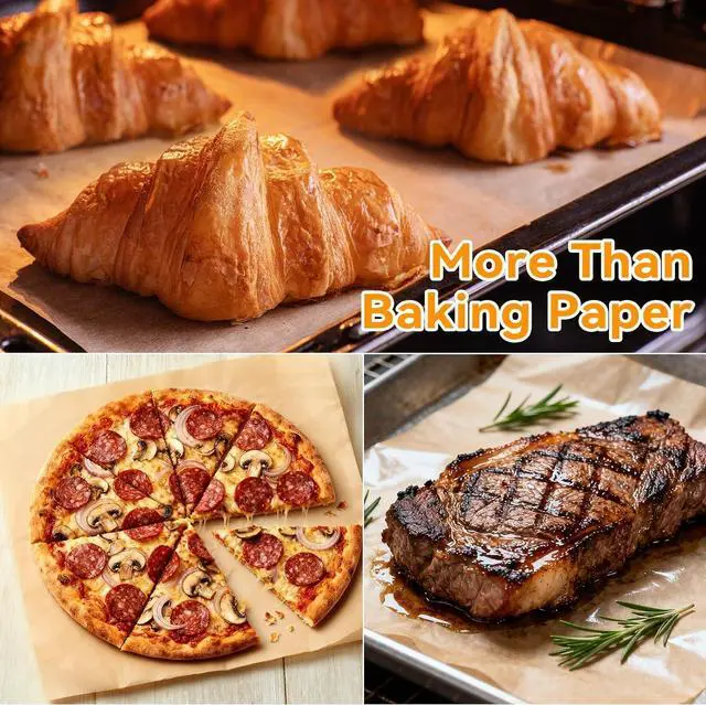 Alt view image 7 of 7 - 100pcs 12x16 inch Unbleached Parchment Paper Sheets for baking, Heavy Duty Precut Parchment Paper Half Sheet Pans, Brown Non-Stick liners for Oven, Cooking & Wrapping Food, Air Fryer Liners