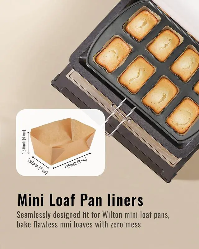Alt view image 2 of 7 - Bake Choice 100 Mini Loaf Pan Liners Compatible with Wilton Mini Loaf Pan