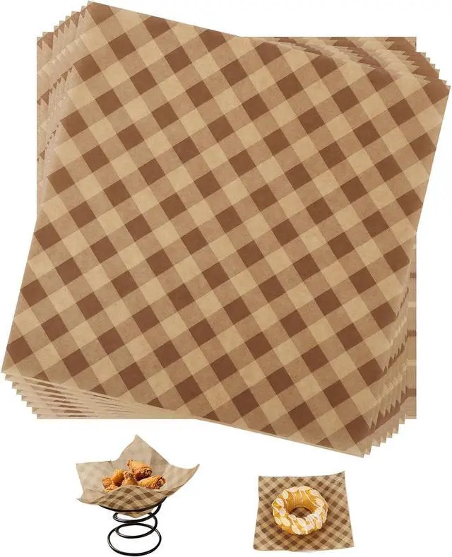 Main image of 100pcs 7.1x7.1 in Waxed Deli Paper Sheets, Brown Parchment Paper