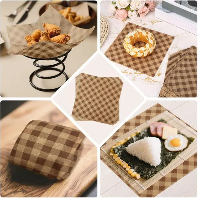 Alt view image 7 of 7 - 100pcs 7.1x7.1 in Waxed Deli Paper Sheets, Brown Parchment Paper
