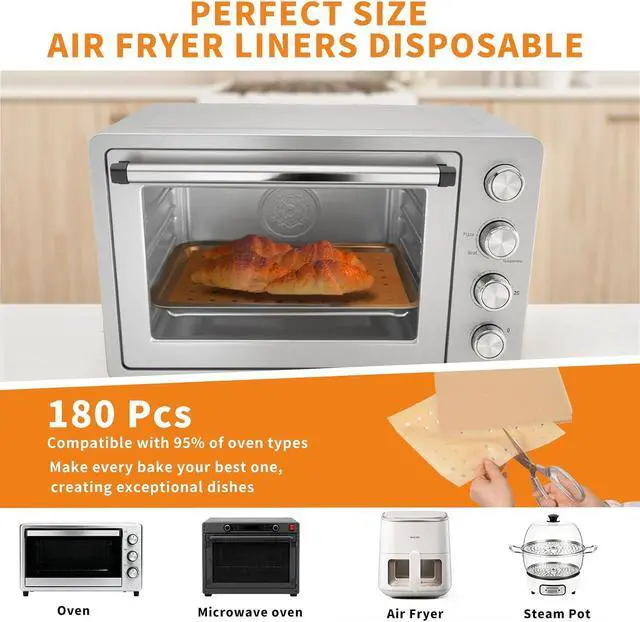 Alt view image 2 of 7 - MEIYA Air Fryer Liners Disposable, 180Pcs Parchment Paper Sheets for Air Fryer, Oven, Toasters, 9x11 Inch rectangle Non-Stick Air Fryer Liner, Unbleached Oven Liners for Bottom of Oven