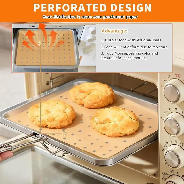 Alt view image 4 of 7 - MEIYA Air Fryer Liners Disposable, 180Pcs Parchment Paper Sheets for Air Fryer, Oven, Toasters, 9x11 Inch rectangle Non-Stick Air Fryer Liner, Unbleached Oven Liners for Bottom of Oven