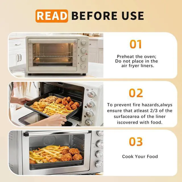 Alt view image 7 of 7 - MEIYA Air Fryer Liners Disposable, 180Pcs Parchment Paper Sheets for Air Fryer, Oven, Toasters, 9x11 Inch rectangle Non-Stick Air Fryer Liner, Unbleached Oven Liners for Bottom of Oven