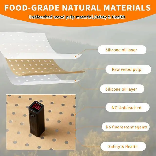 Alt view image 5 of 7 - MEIYA Air Fryer Liners Disposable, 180Pcs Parchment Paper Sheets for Air Fryer, Oven, Toasters, 9x11 Inch rectangle Non-Stick Air Fryer Liner, Unbleached Oven Liners for Bottom of Oven