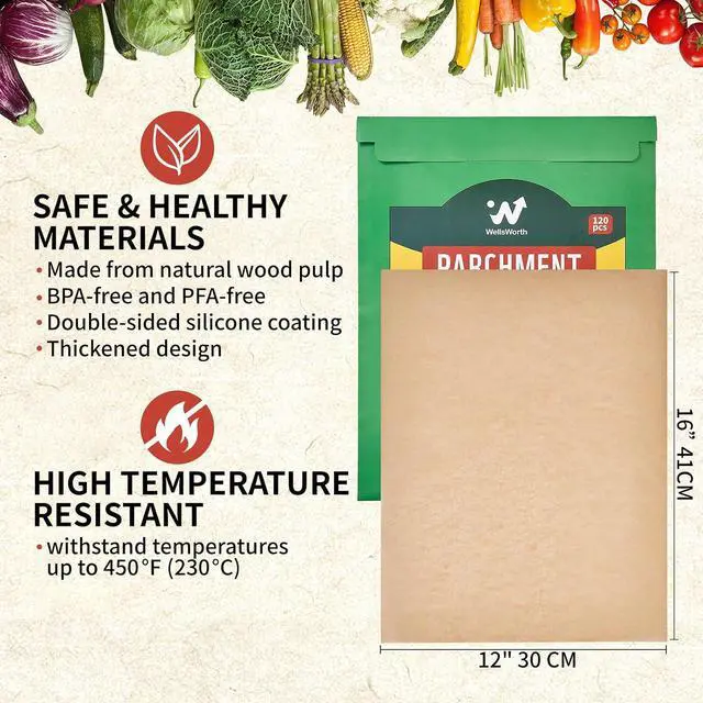 Alt view image 2 of 7 - Unbleached Parchment Paper Sheets, BPA & PFA Free, 12 x 16 inch 120PCS